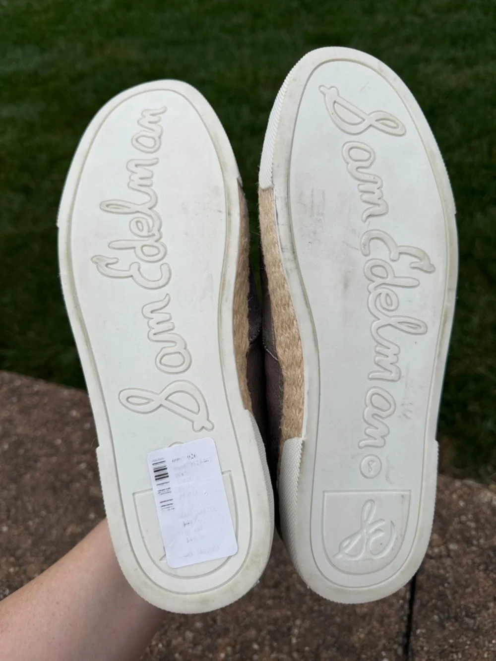 Sam Edelman Metallic Silver Slip-On Espadrille Sneakers banks